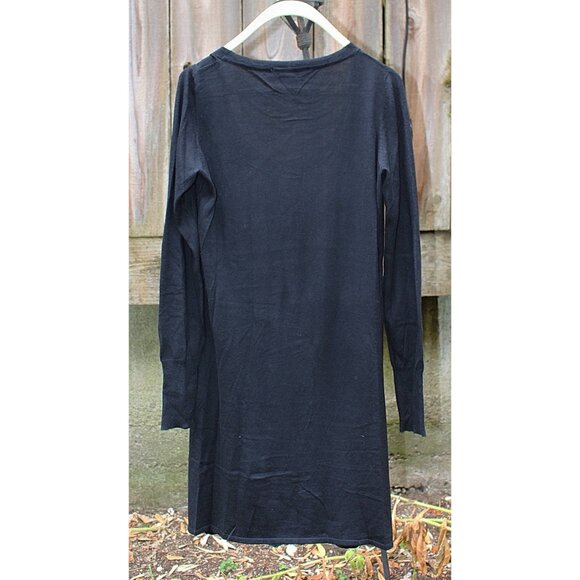 Nolita - "2 in 1" Cotton Cashmere Sweater Dress, Black + Blue Lace Inset, Large - Picture 9 of 9